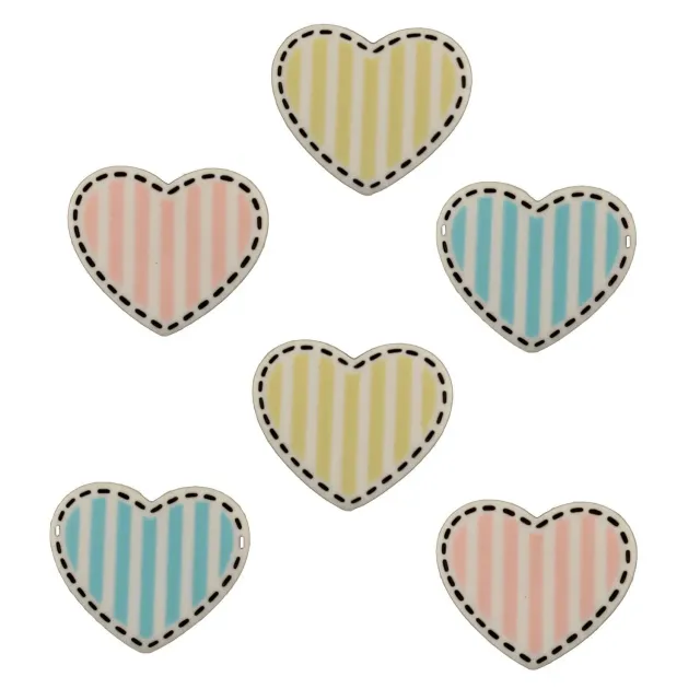 Buttons Galore BaZooples Heart Medley Herz-Knöpfe 6 Stück