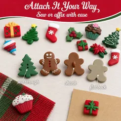 Buttons Galore Christmas Set 3 Bastelknöpfe 50er
