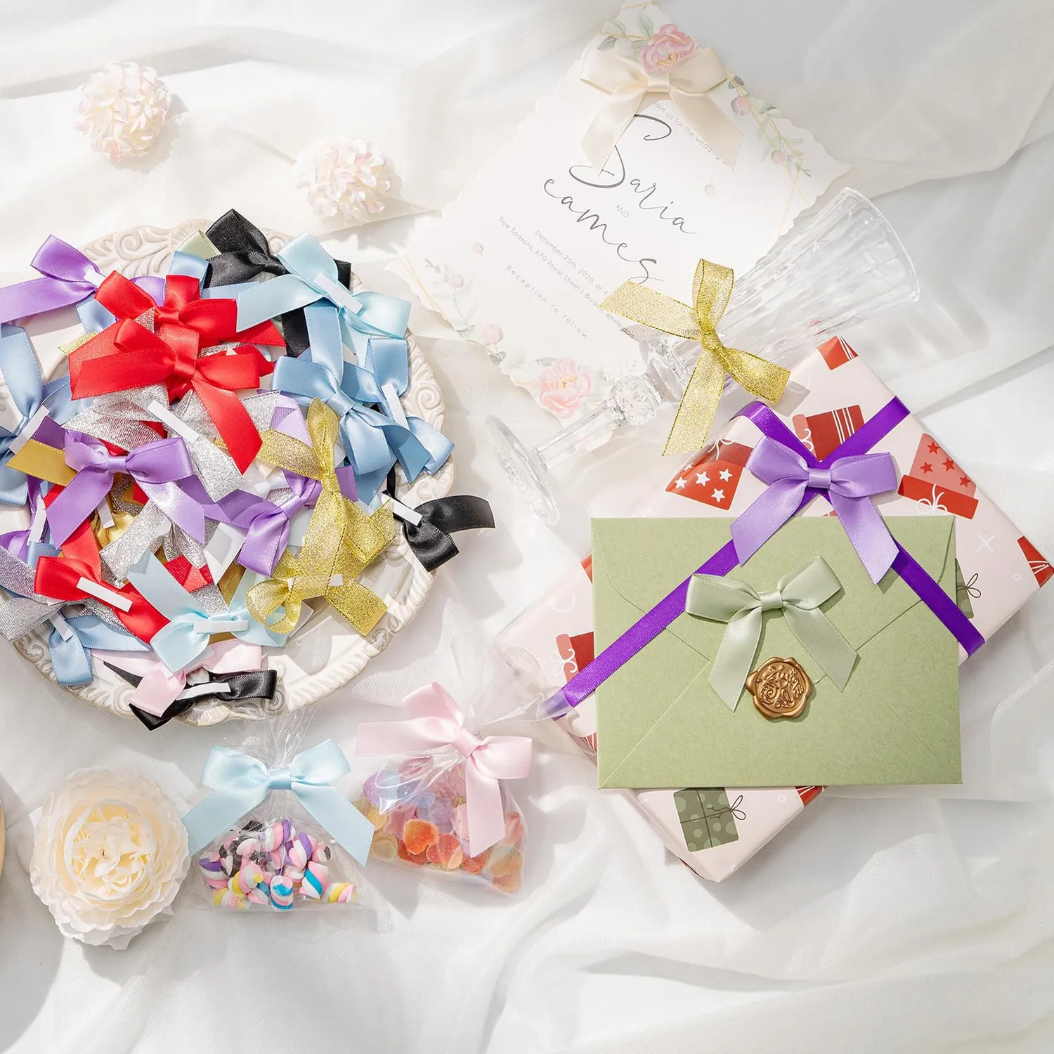 MORSUNBELA Geschenkschleifen Satin selbstklebend 50 Stk