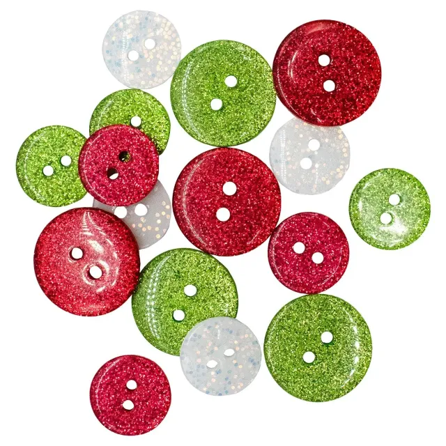 Buttons Galore Santa's Sparkle Weihnachtsknöpfe 16 St. glitzernd
