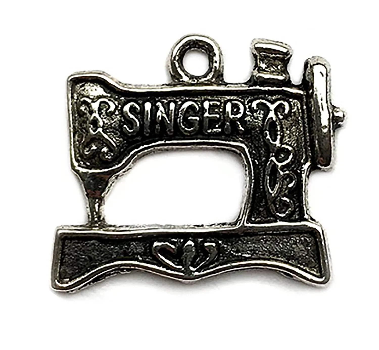 Buttons Galore Nähmaschine Charm Anhänger 10 Stück silber
