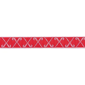 Renaissance Ribbon Mistletoe Holly Criss Cross Candy Canes Band 3/4"