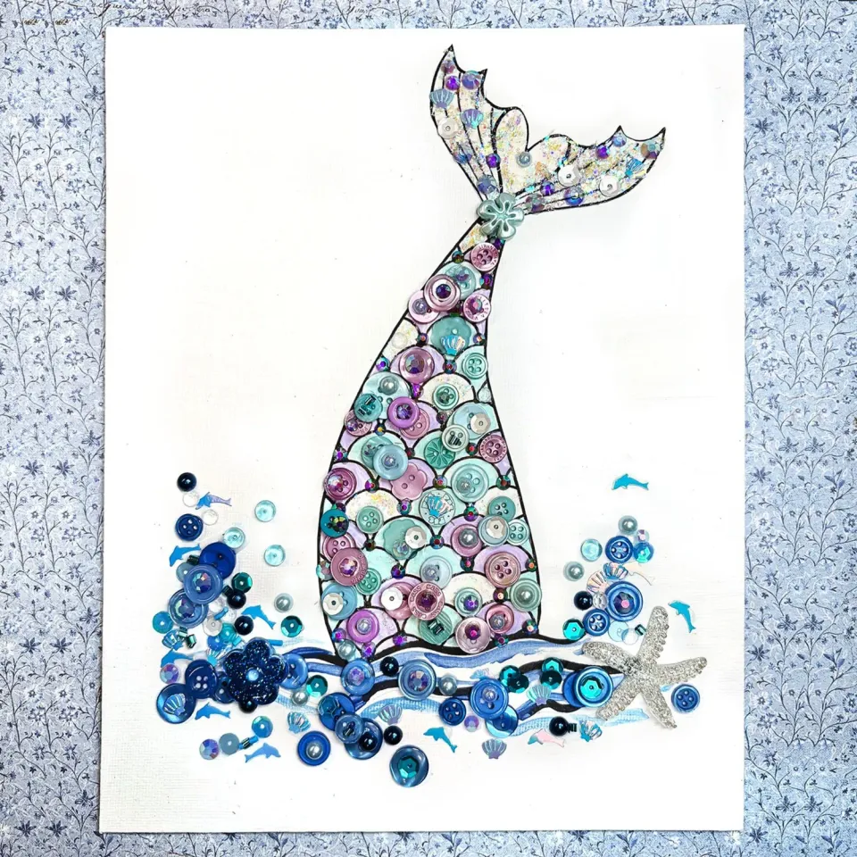 Buttons Galore Mermaid Canvas DIY Craft Kit Bastelset lila
