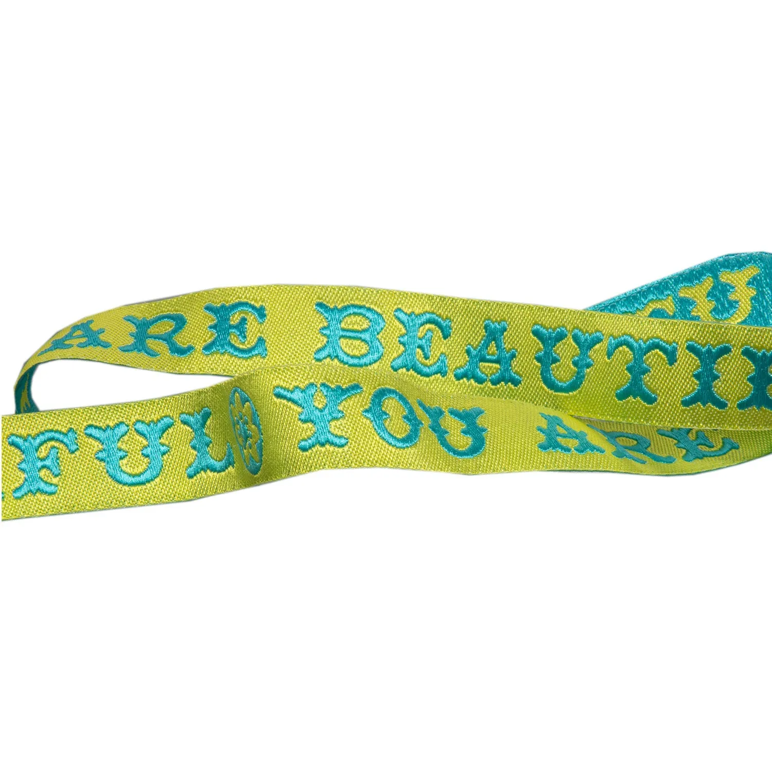 Renaissance Ribbon YOU ARE BEAUTIFUL Jacquardband 16mm 1 Yard Türkis