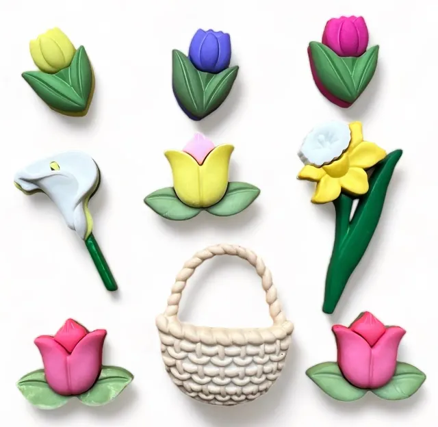 Buttons Galore Spring Easter Flowers Nähknöpfe 9 Stück Blume