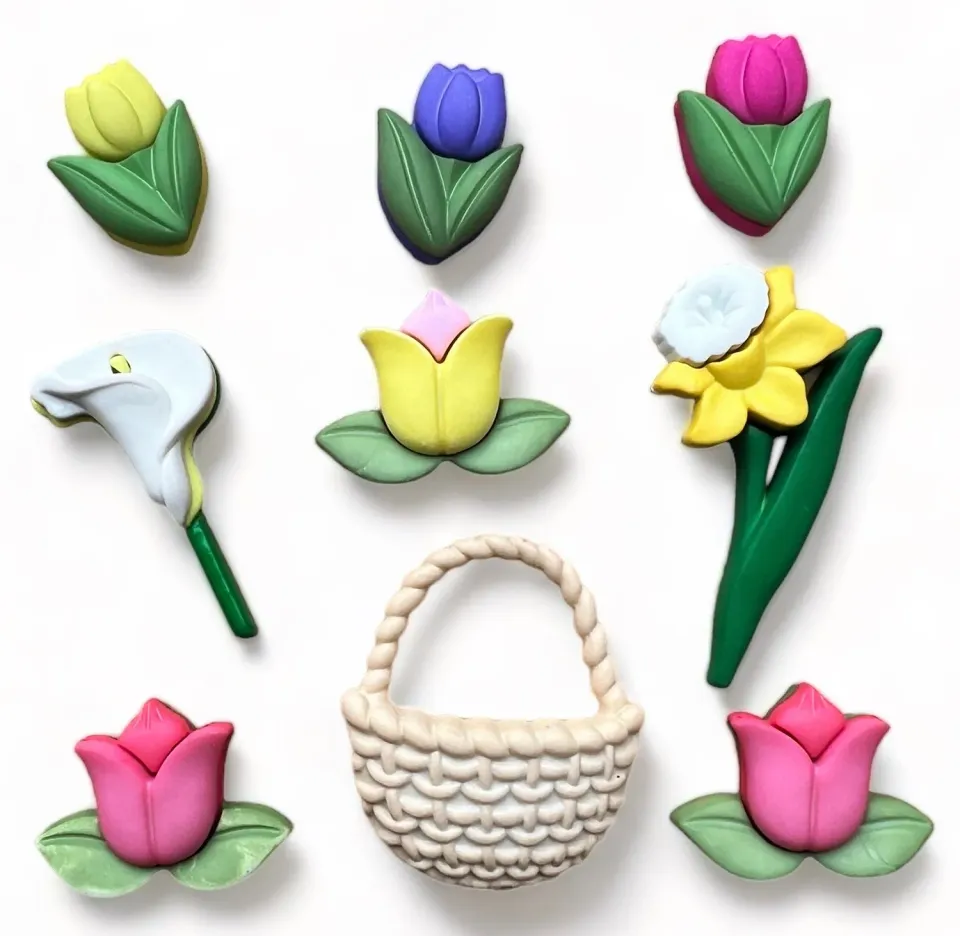 Buttons Galore Spring Easter Flowers Nähknöpfe 9 Stück Blume