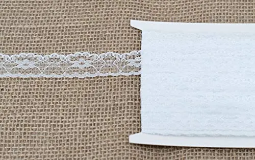 Creativery Spitzenband Blumen 25mm x 10m Weiß Stretch