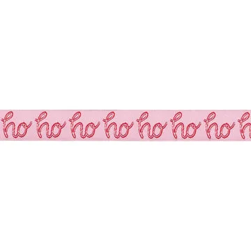 Renaissance Ribbon Gingerbread Christmas Ho Ho Ho Schleifenband 16 mm 1 Yard rosa
