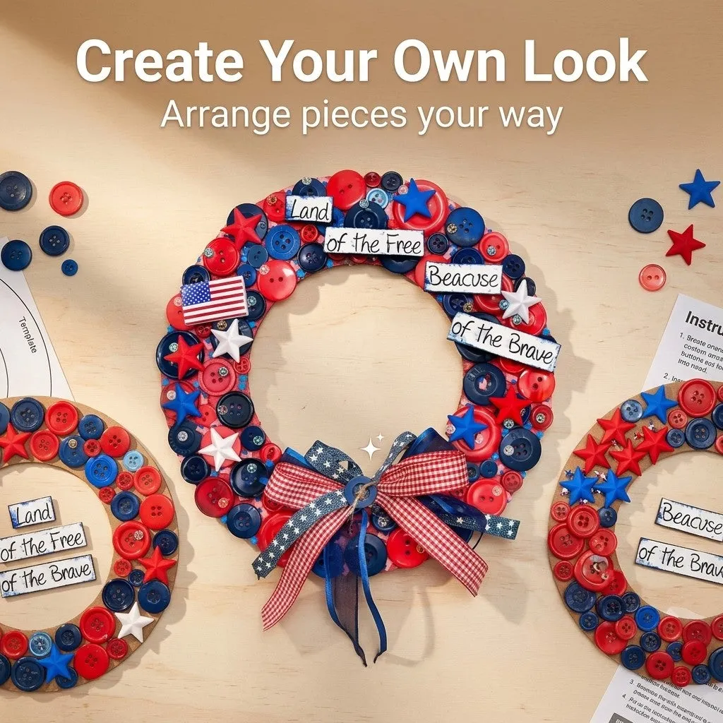 Buttons Galore Patriotic Wreath Bastelset Kranz 20 cm