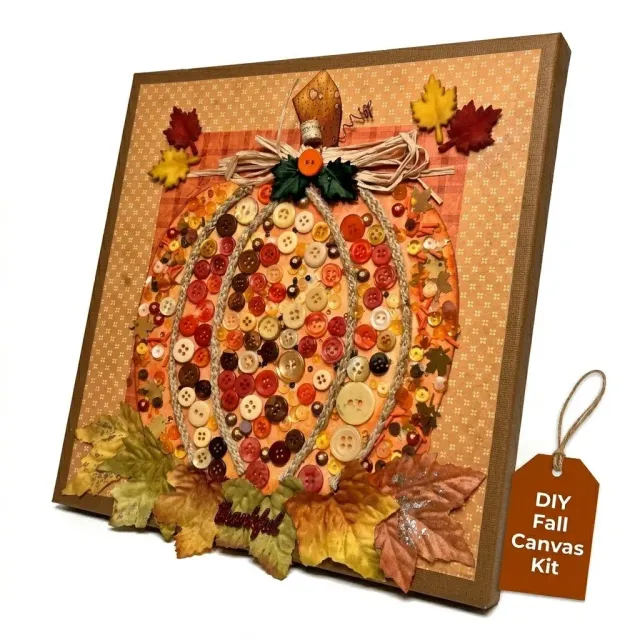 Buttons Galore Pumpkin Canvas Bastelset Herbst 8x10