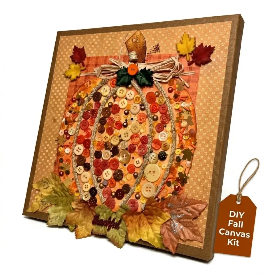 Buttons Galore Pumpkin Canvas Bastelset Herbst 8x10