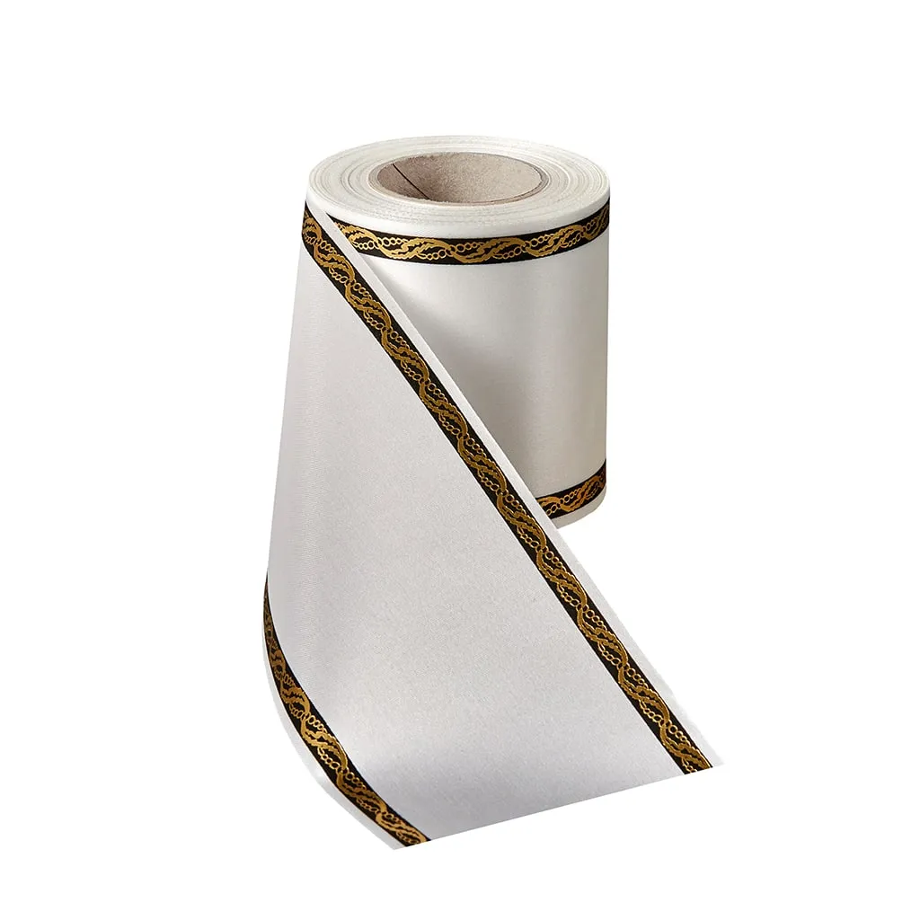 ALJO DESIGN Satin Kranzband Weiß Perlenkette 25 m