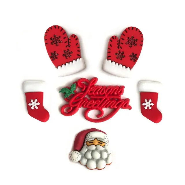 Buttons Galore Season's Greetings Knöpfe 6 Stück Weihnachten