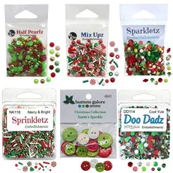 Buttons Galore Weihnachten Bastelset 6er Perlen Strass Pailletten