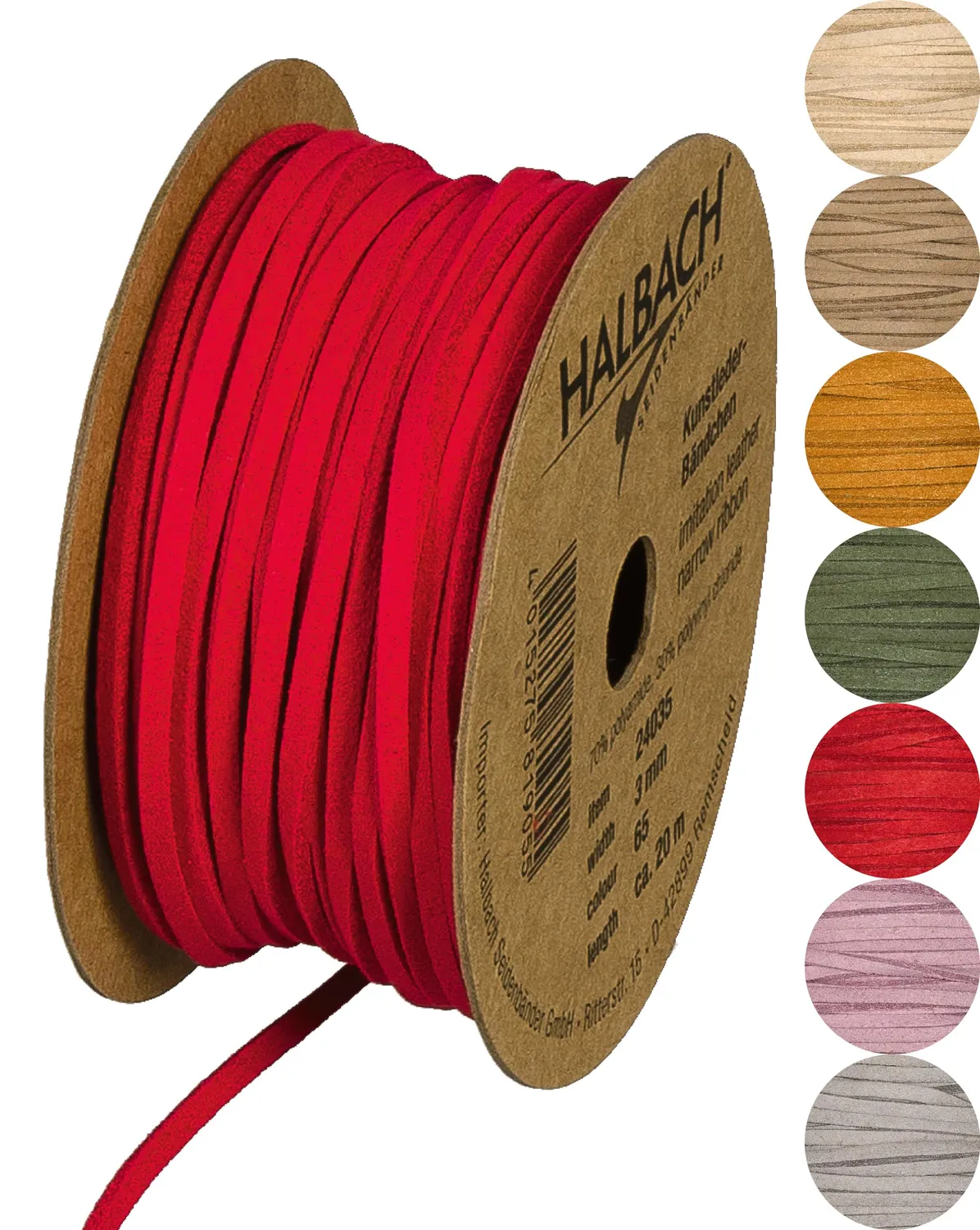 Halbach Kunstlederband 3mm 20 m Rolle vegan