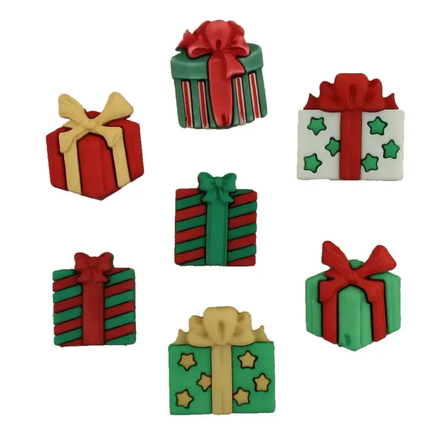Buttons Galore Wrapped Christmas Present Nähknöpfe 7 Stück