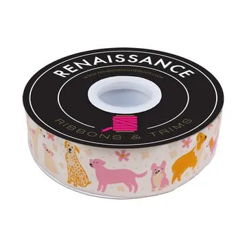 Renaissance Ribbon Dog Park Dog Medley Webband 1 1/2", 1 Yard