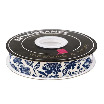 Renaissance Ribbon True Love Romance Blooms Webband 22mm 1 Yard blau