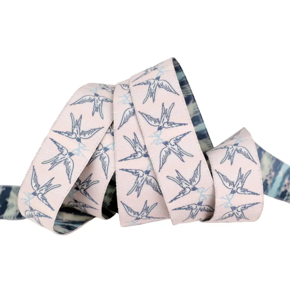 Renaissance Ribbon Mademoiselle Doves and Bows Band Creamy Pink 1 Yard