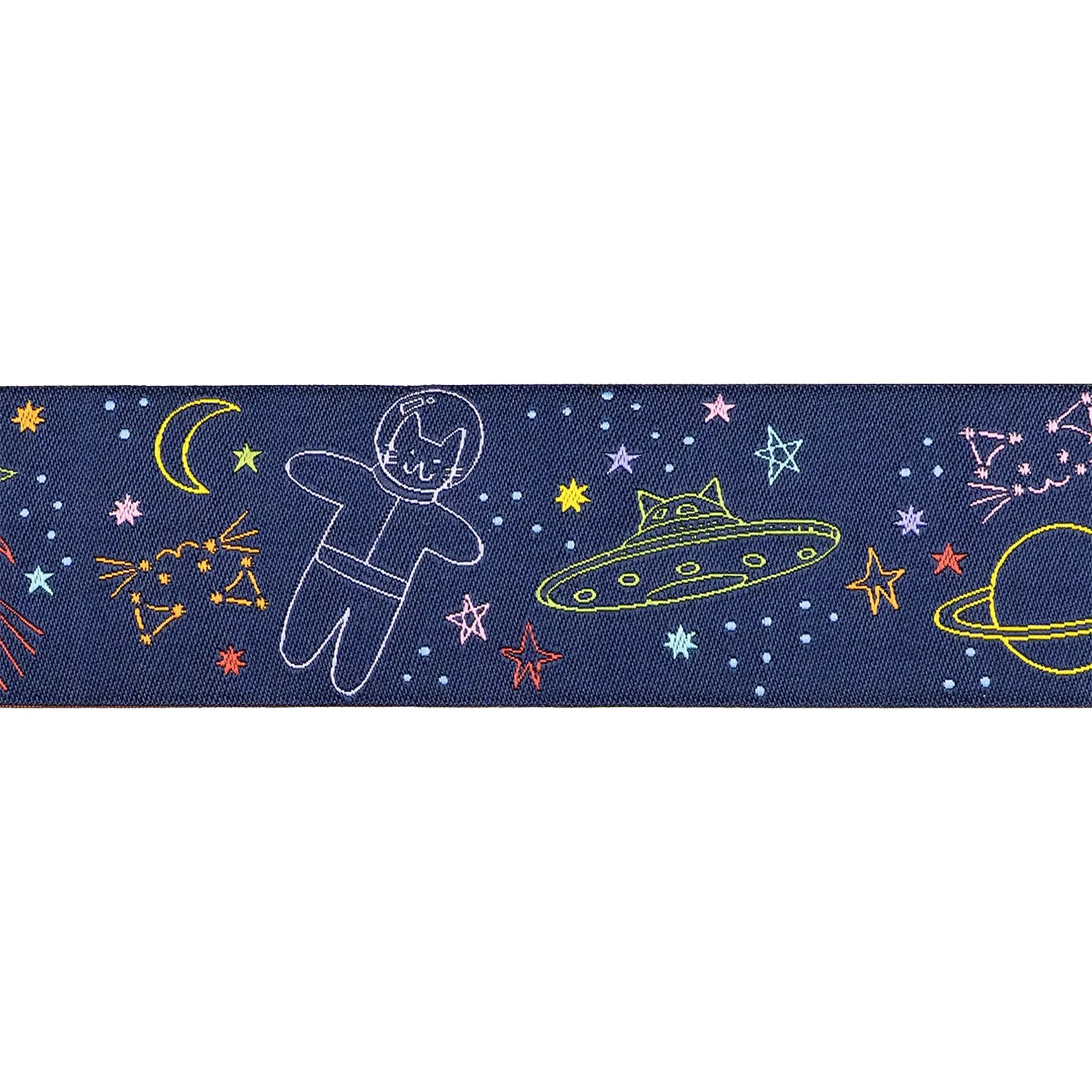 Renaissance Ribbon Meowter Space Webband Blau 1 Yard 38mm Katzen