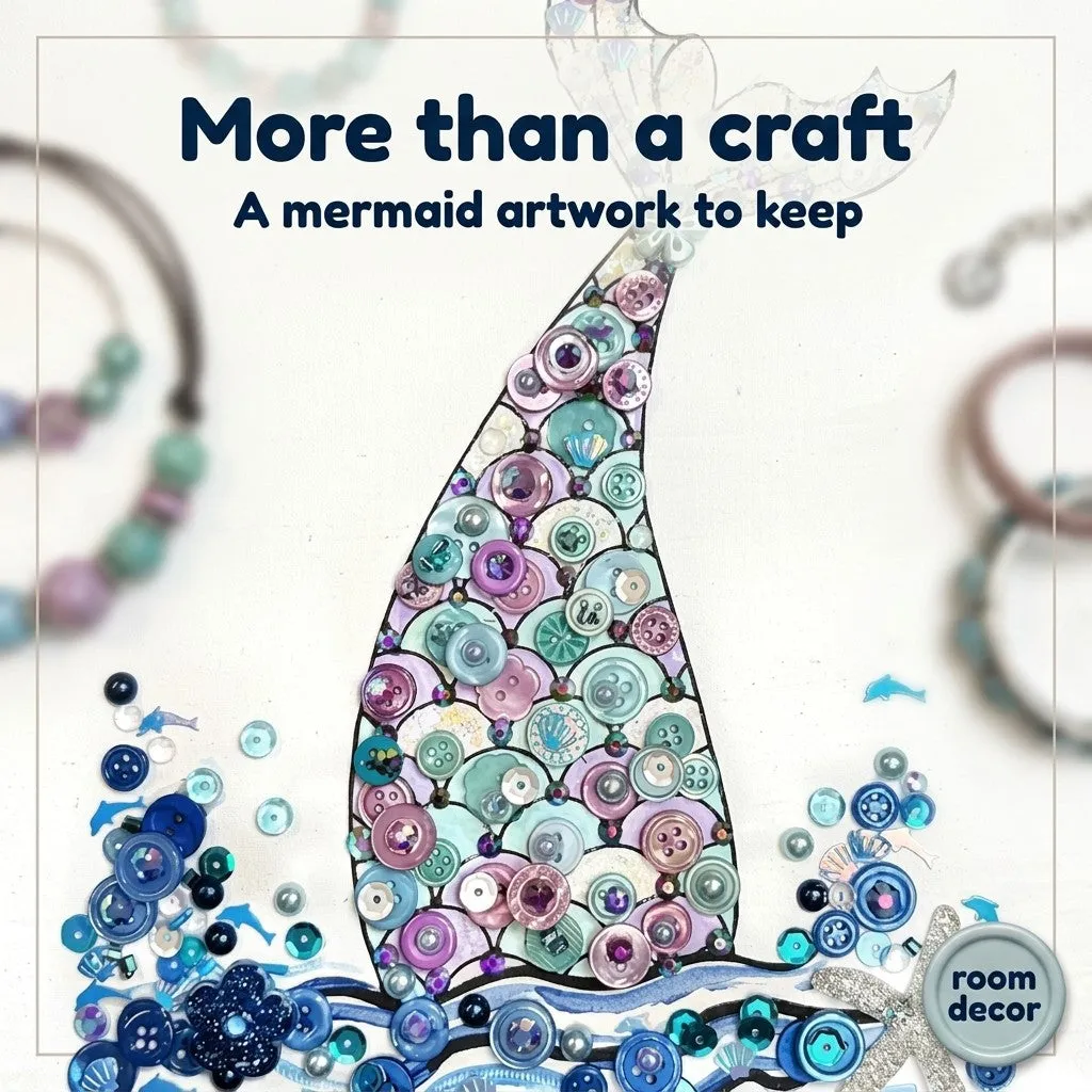 Buttons Galore Mermaid Canvas DIY Craft Kit Bastelset lila