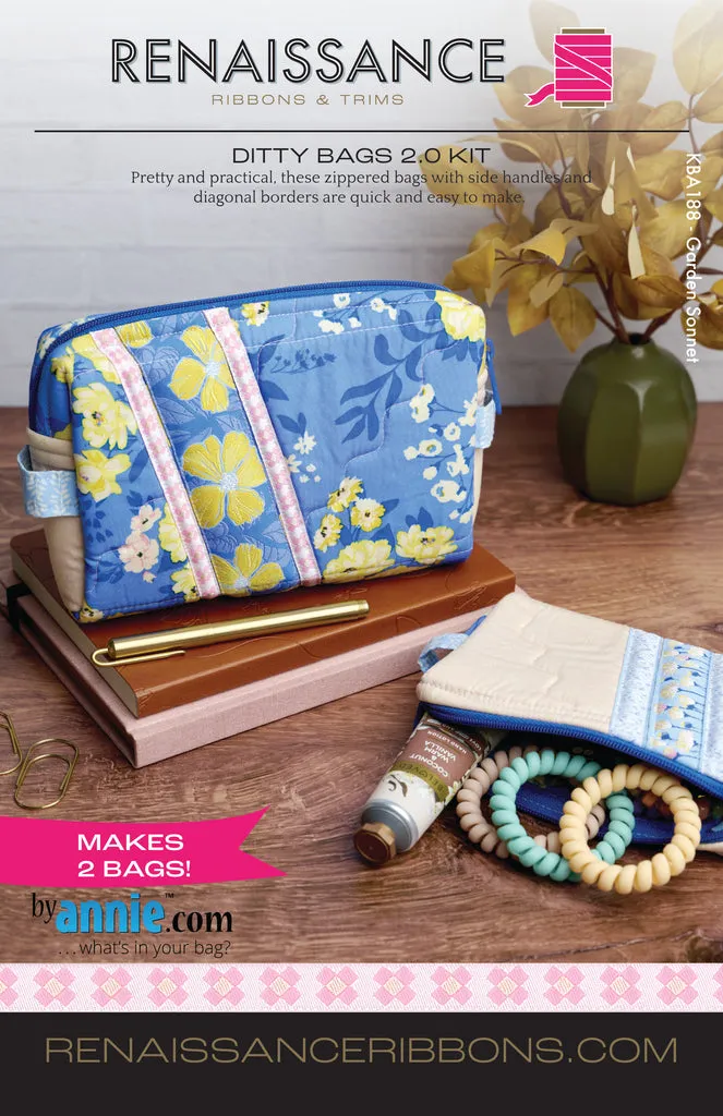 Renaissance Ribbon Ditty Bags 2.0 Nähset Baumwolle Reißverschluss
