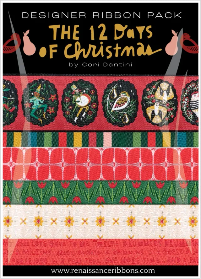 Renaissance Ribbon 12 Days of Christmas Schmuckband-Set 6 Yards nostalgisch