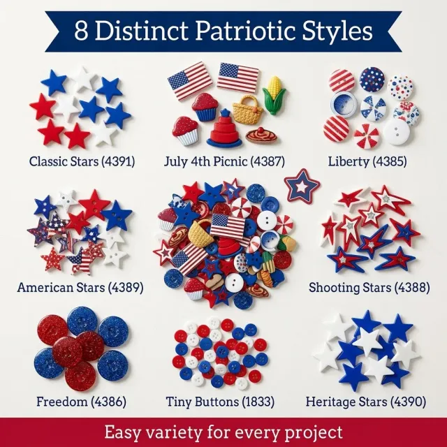 Buttons Galore Patriotic Knopfmix 120 Stück rot-weiß-blau