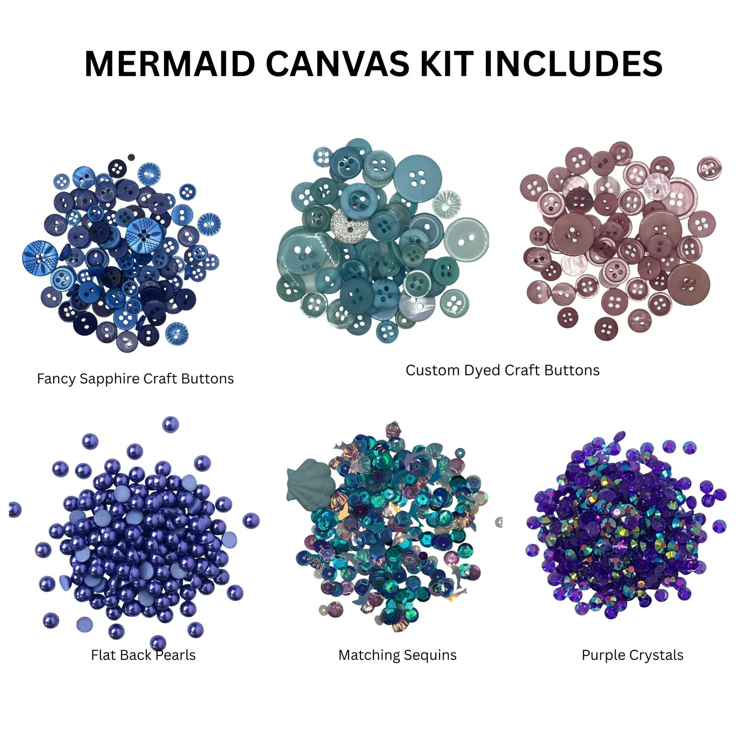 Buttons Galore Mermaid Canvas DIY Craft Kit Bastelset lila