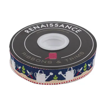Renaissance Ribbon Watering Can Jacquardband 22mm 1 Yard Garten