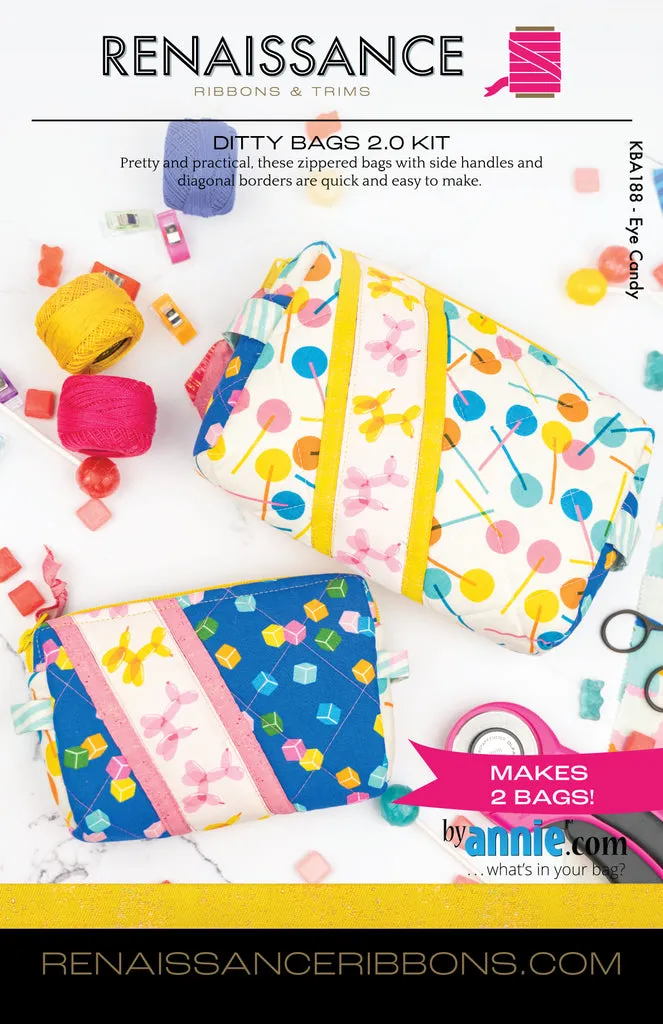 Renaissance Ribbon Ditty Bags 2.0 Nähset Baumwolle Reißverschluss