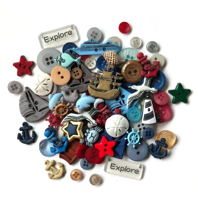 Buttons Galore Nautical Nähknöpfe 50 Stück maritim sortiert