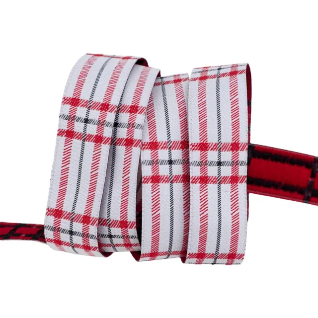 Renaissance Ribbon Gingerbread Christmas Plaid Webband 22mm 1 Yard karo