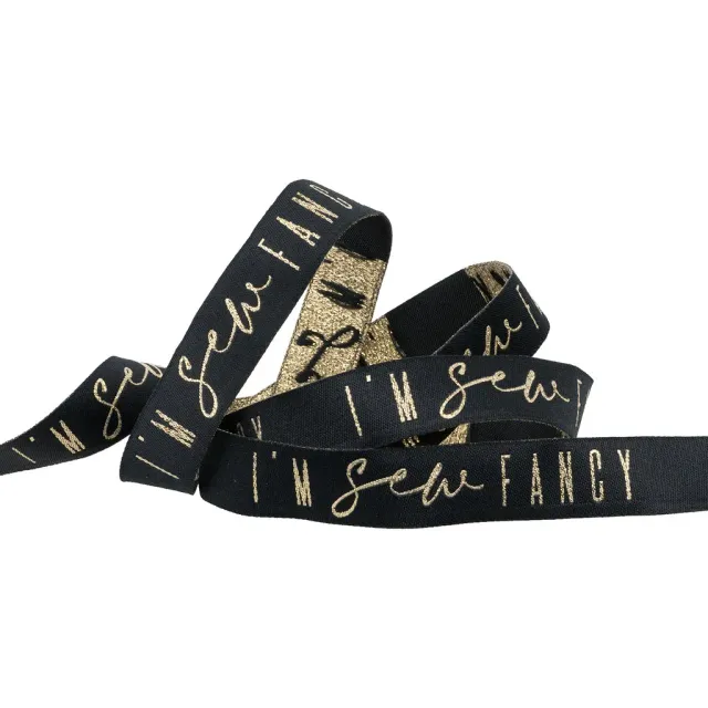 Renaissance Ribbon I'm Sew Fancy on Black 5/8 Zoll Band 91 cm