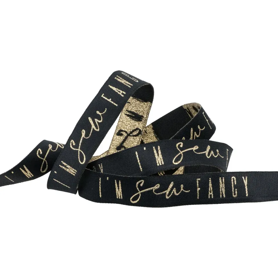 Renaissance Ribbon I'm Sew Fancy on Black 5/8 Zoll Band 91 cm