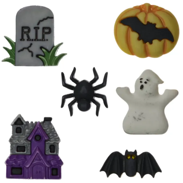 Buttons Galore Happy Hauntings Nähknöpfe 6 Stück Halloween 3D