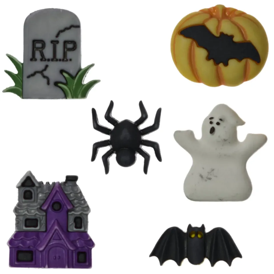 Buttons Galore Happy Hauntings Nähknöpfe 6 Stück Halloween 3D