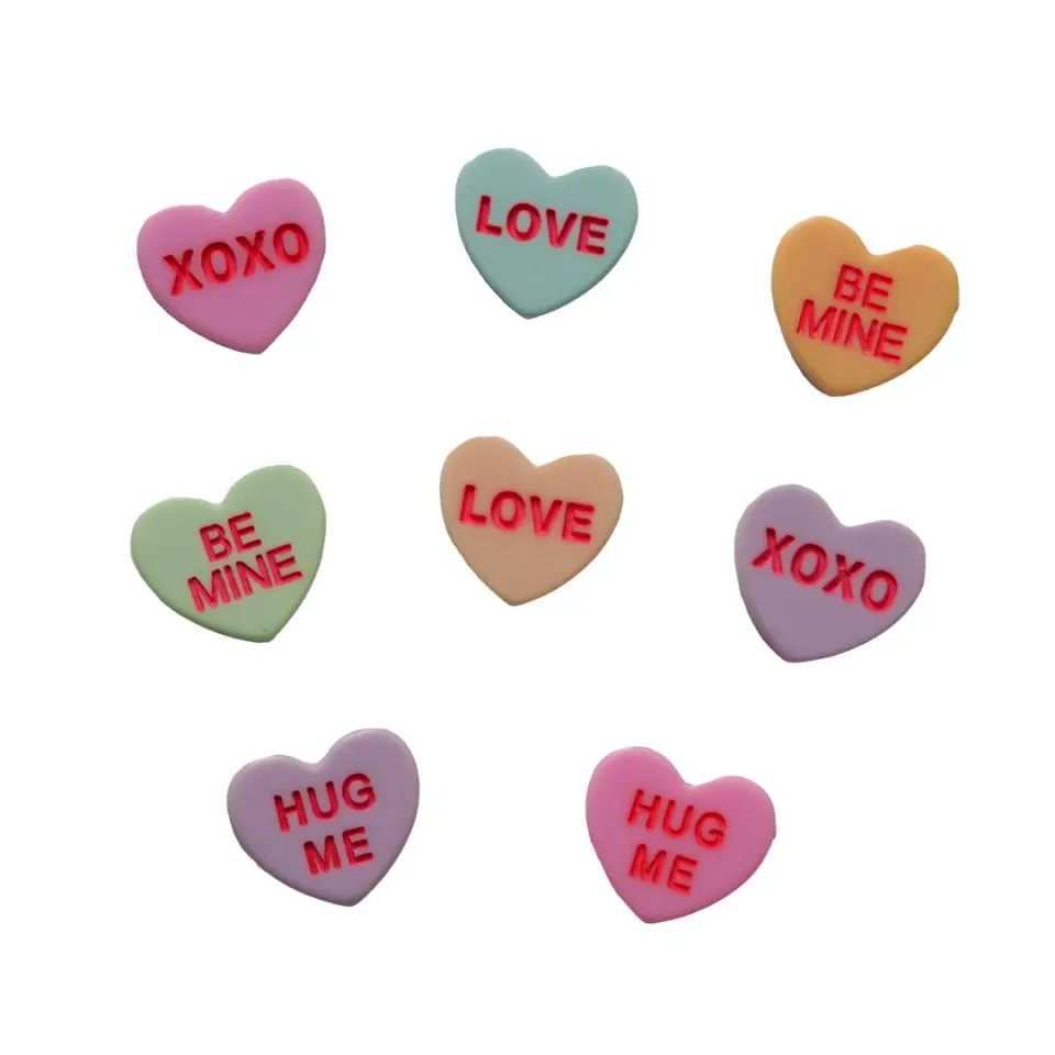 Flatbackz Convo Hearts Herz-Cabochon 8 Stück mit Spruch bunt