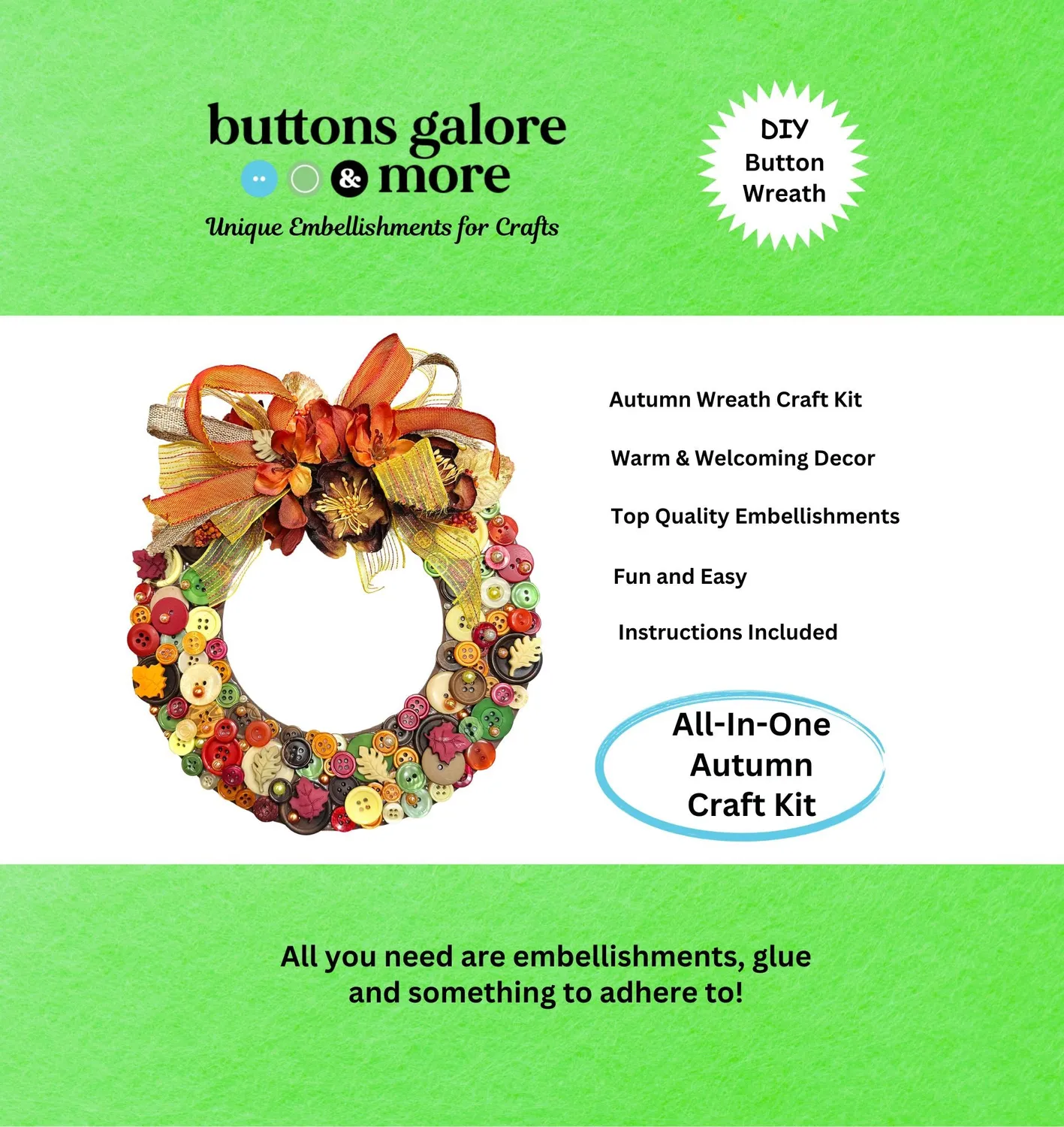 Buttons Galore Autumn Harvest Autumn Wreath Kranz-Bastelset