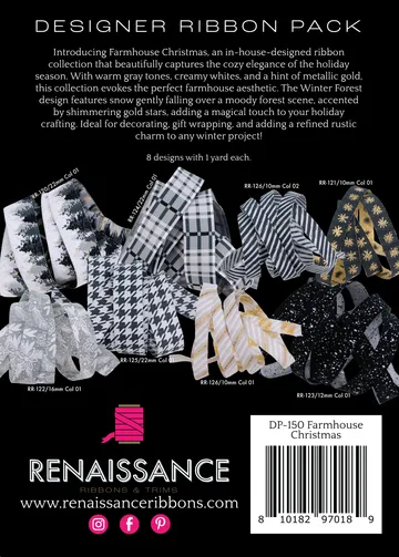 Renaissance Ribbon Farmhouse Christmas Schmuckband Set 8 Yards