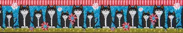 Renaissance Ribbon Black Cats on Blue Jacquardband 7/8 Zoll 1 Yard