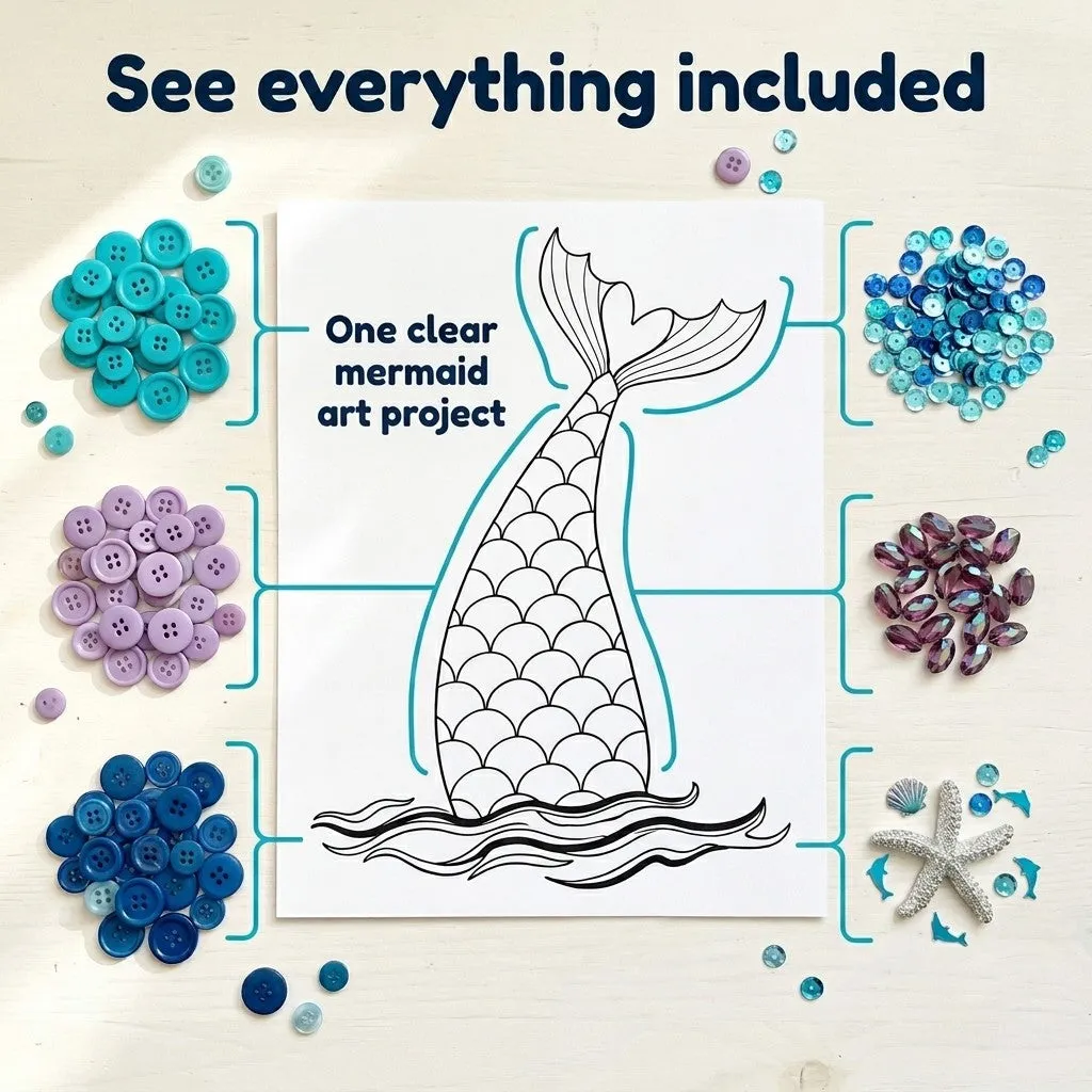 Buttons Galore Mermaid Canvas DIY Craft Kit Bastelset lila