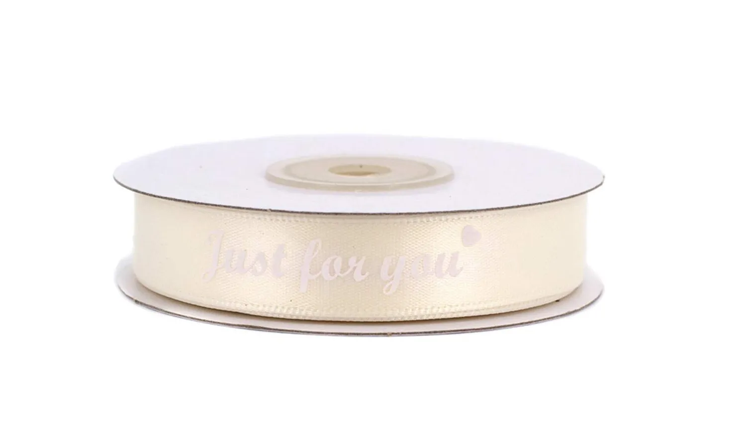 Creativery Satinband Just for you Herz 15mm x 20m weiß