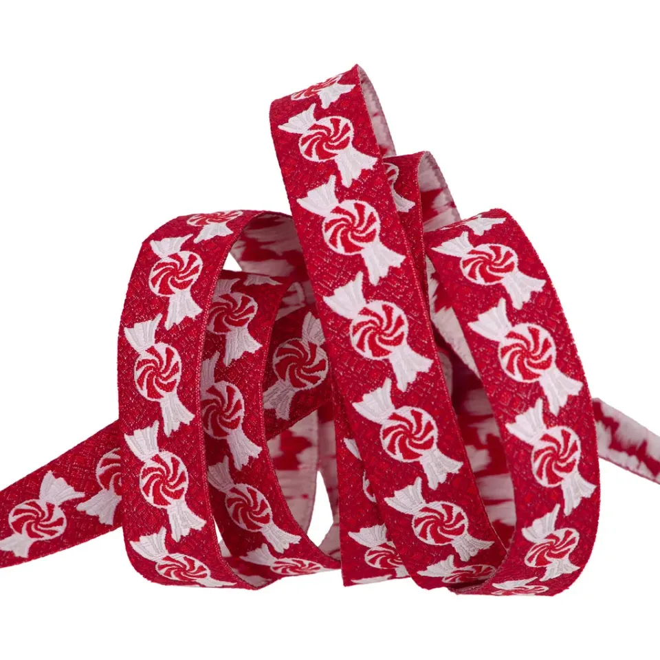 Renaissance Ribbon Gingerbread Christmas Peppermint Swirl Webband 5/8"