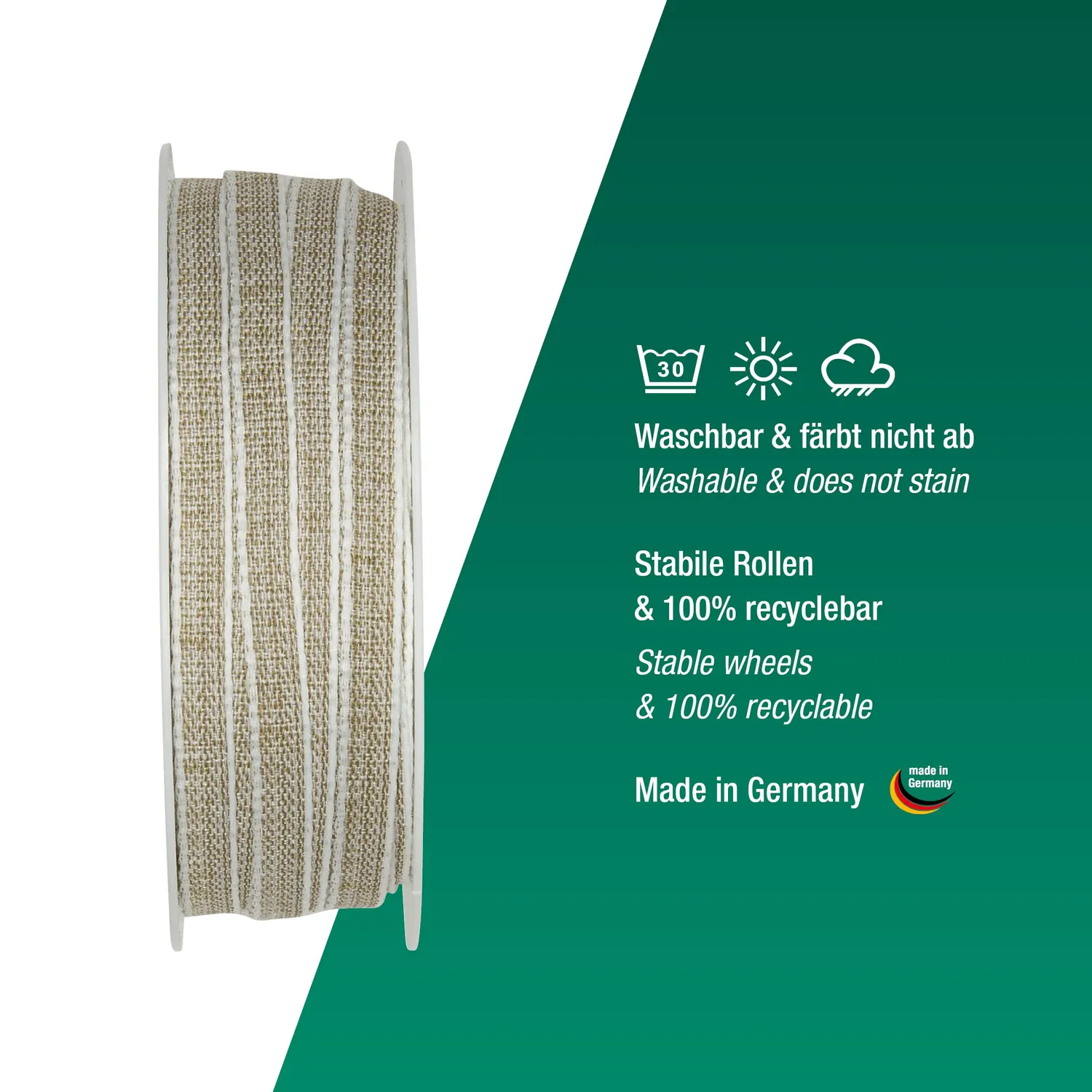 Halbach Dekoband mit Leinenkante Geschenkband