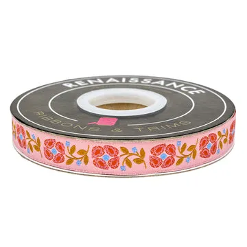 Renaissance Ribbon Market Days Bejeweled Band 1 Yard rosa Blumen