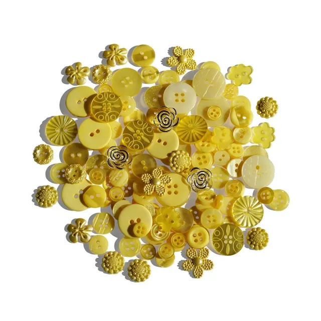 Buttons Galore Citrus Splash Knöpfe 100 Stk gelb Box