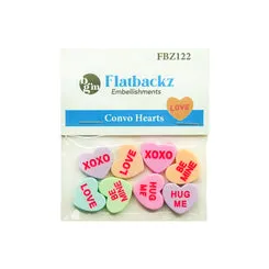 Flatbackz Convo Hearts Herz-Cabochon 8 Stück mit Spruch bunt