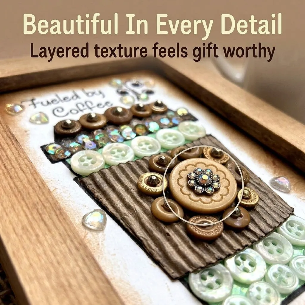 Buttons Galore Coffee Frame Bastelset 13x18 cm Holzrahmen