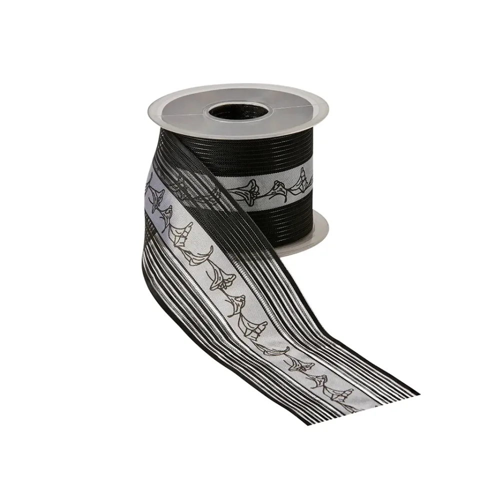 ALJO DESIGN Trauerflor Calla Schwarz 75 mm 25 m Rolle